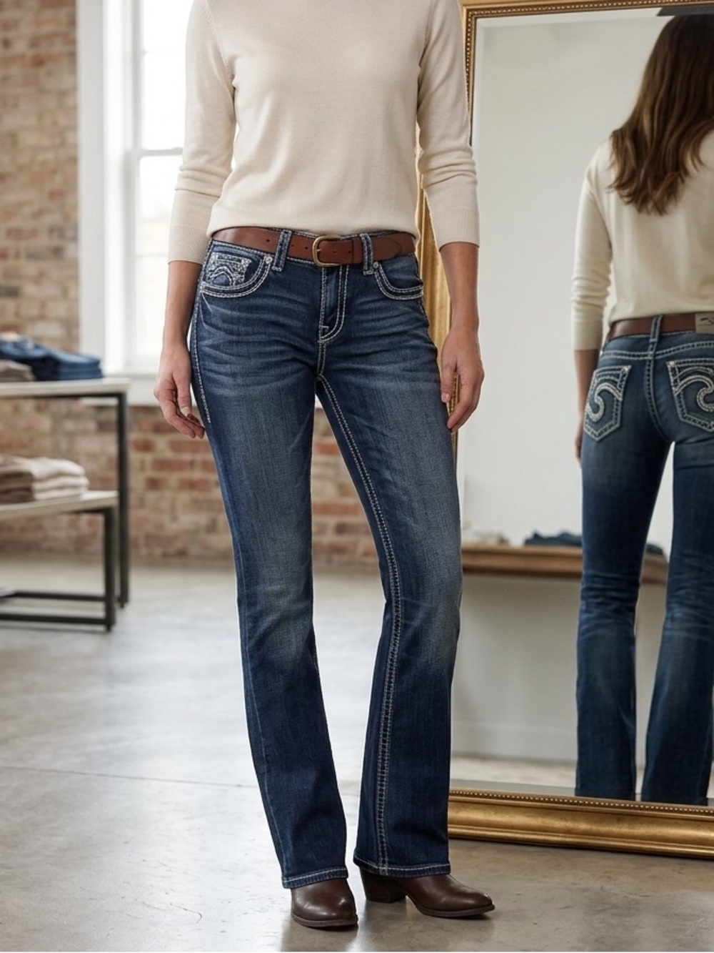 Silver suki dark denim jean